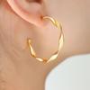 Roman Designer Twisted Wire C-Shaped Earrings, Titanium Steel with 18K Gold Plating, Personalized Design, Versatile Temperament.
