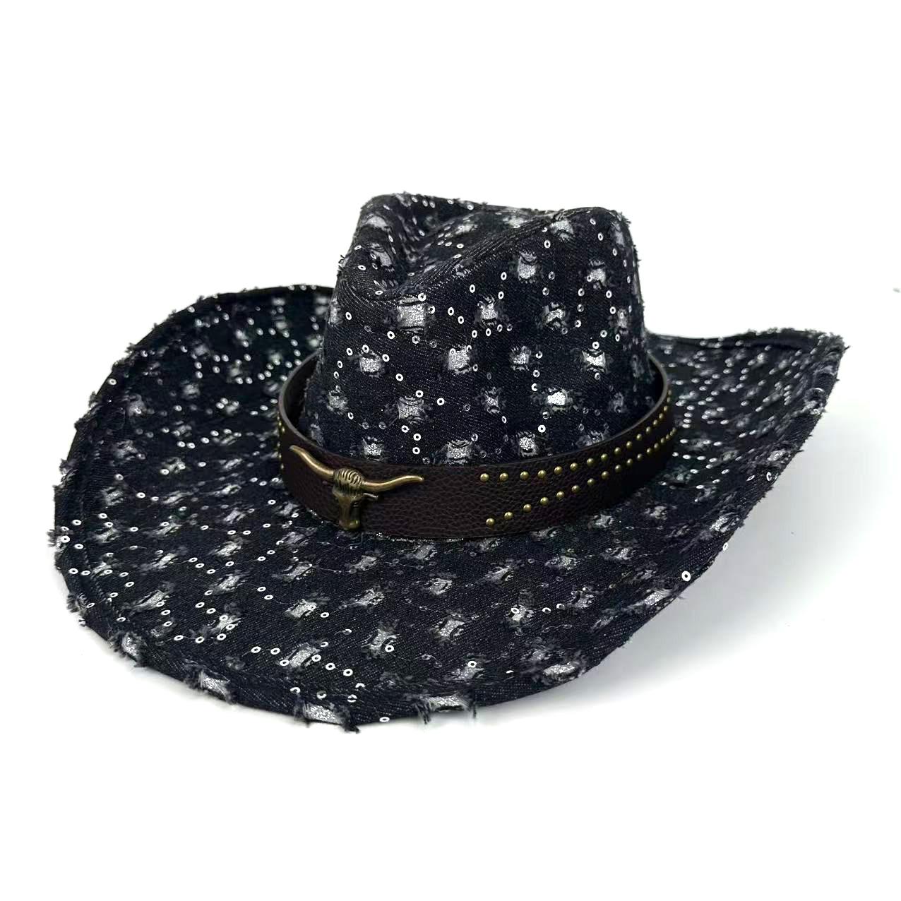 

Wind Hole Western Cowboy Hat Farm Uv Shade Knight Hat Party Party Orgy Top Hat M（56-58cm） чорний