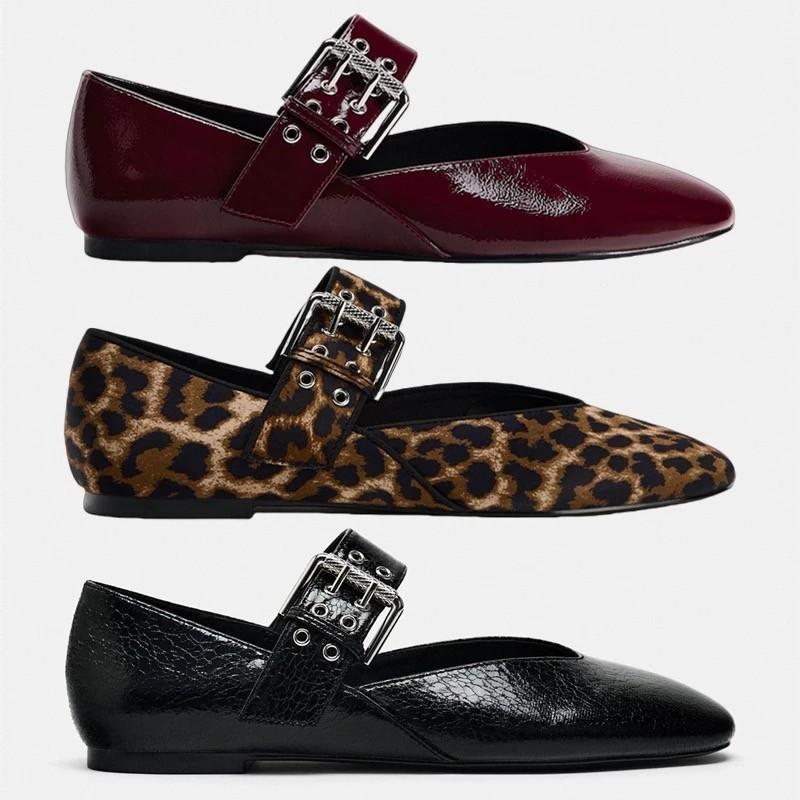2026 Shoes Women Flats Shallow Mouth Autumn Pointed Toe Loafers Ballerinas New Fall Leopard Retro Dress Shoes Zapatos De Mujer