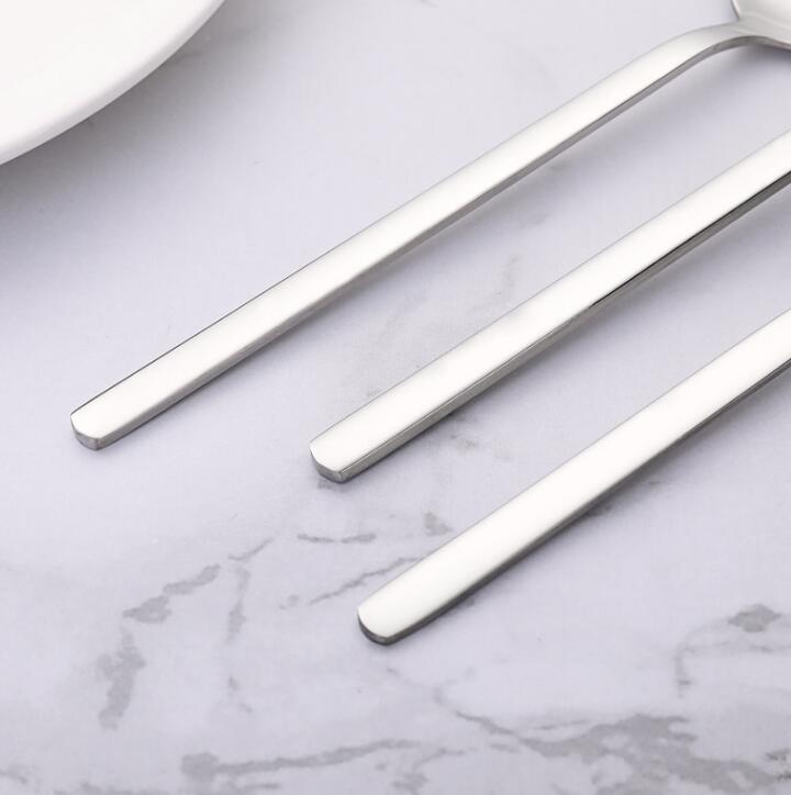 Round Stainless Steel Spoon With Long Handle Ice Ceram Spoon Coffee Tea Spoon