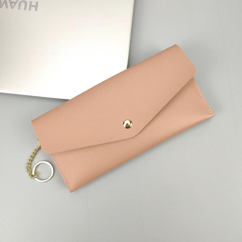 Women's Versatile Clutch Wallet: Portable, Stylish, Solid Color, Snap Button, Multiple Card Slots, Phone Holder.