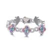 Luxury Iced Out Colorful CZ Four Leaf Clover Infinity Link Bracelet 18K Gold Plated Brass Lucky Jewelry for Women Men