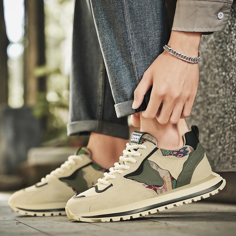 Hot Selling Beige Men's Casual Sneaker Fashion Patchwork Designer Shoes Men Low-cut Comfortable Chunky Sneaker Men Leisure Shoes