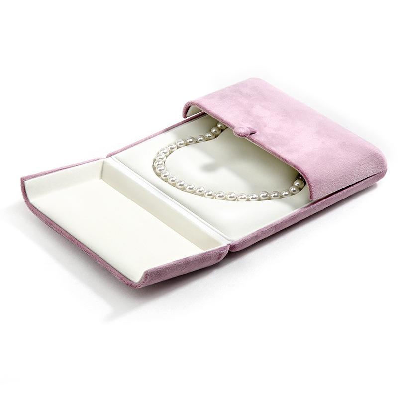 Double Opening Necklace Box Elegant Pearl Necklace Organizer Heart Shaped Jewelry Case Soft Portable Storage Bag For Wedding
