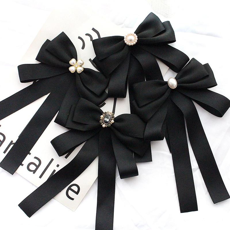 Shirt Bow Brooch Tie Women'S Black College Student School Uniform Graduation Temperament Collar Pin