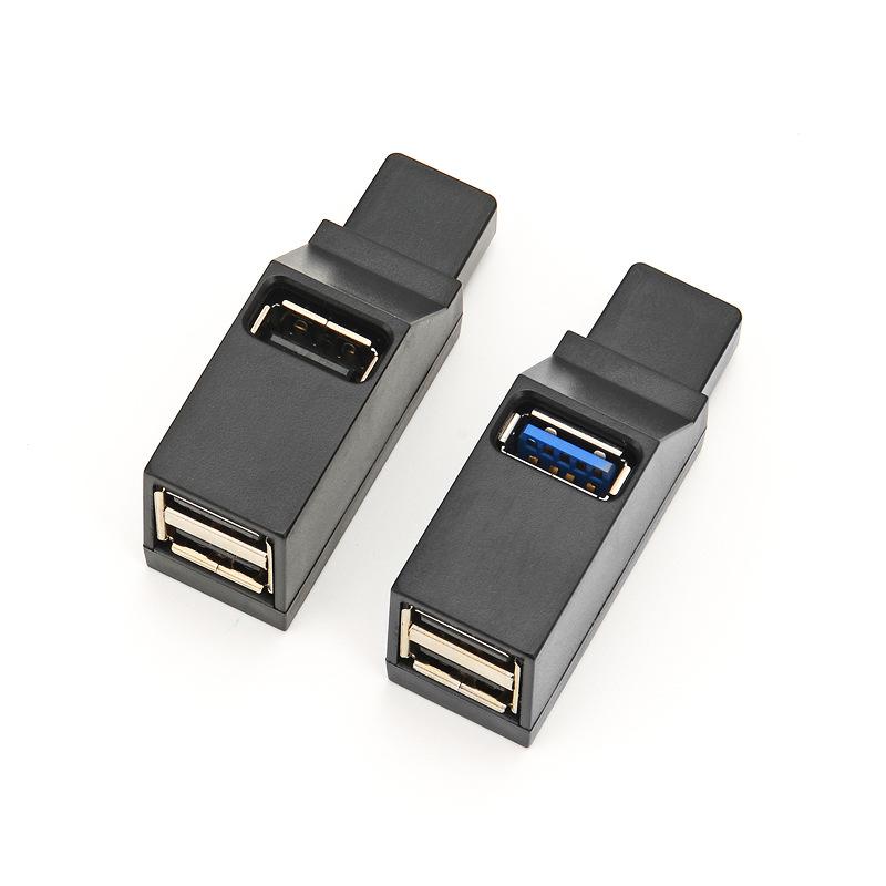 USB 3-Port Direct Plug Splitter: 2.0 + 3.0 Portable Mini Hub