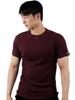 Digeunolusileu Cubic Ribbed Slim Short Sleeve Tee (Burgundy)