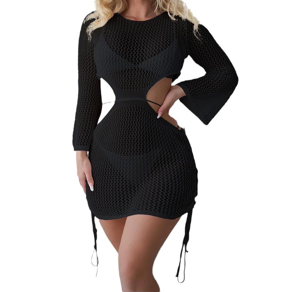Women's Sexy Hollowed-out Knitted Beach Cover-up Dress and Sunscreen Shirt