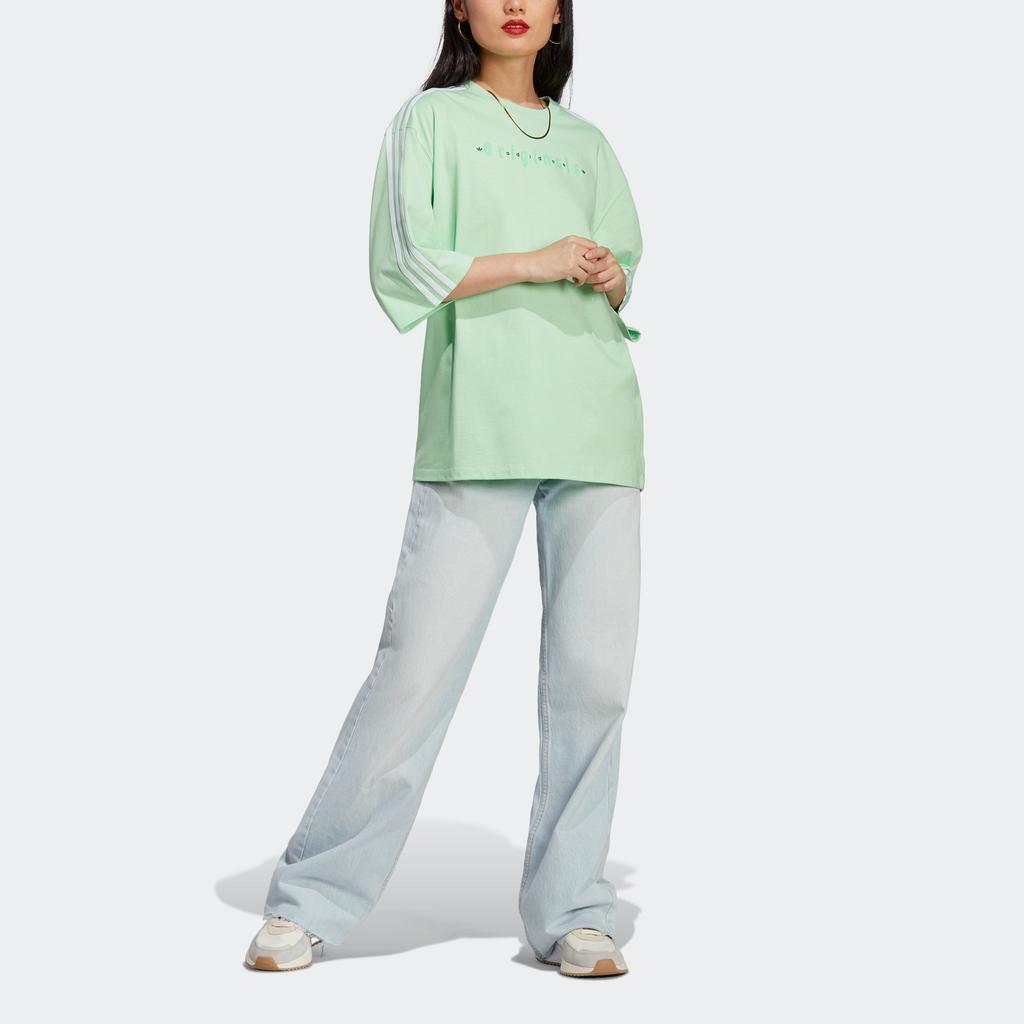 Adidas Originals Oversized T-Shirt With Letter Logo Print Women Tops Mint-Green IQ3403