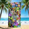 1Pc Colorful Monster Collage Beach Towel, Quick Dry, Multi-Use for Beach Pool Gym Yoga Home Travel, Christmas, Halloween, Xmas Gift M928838