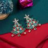 Star Merry Christmas Earrings Rhinestone Christmas Tree Earrings Xmas Dangle Earrings  Unisex