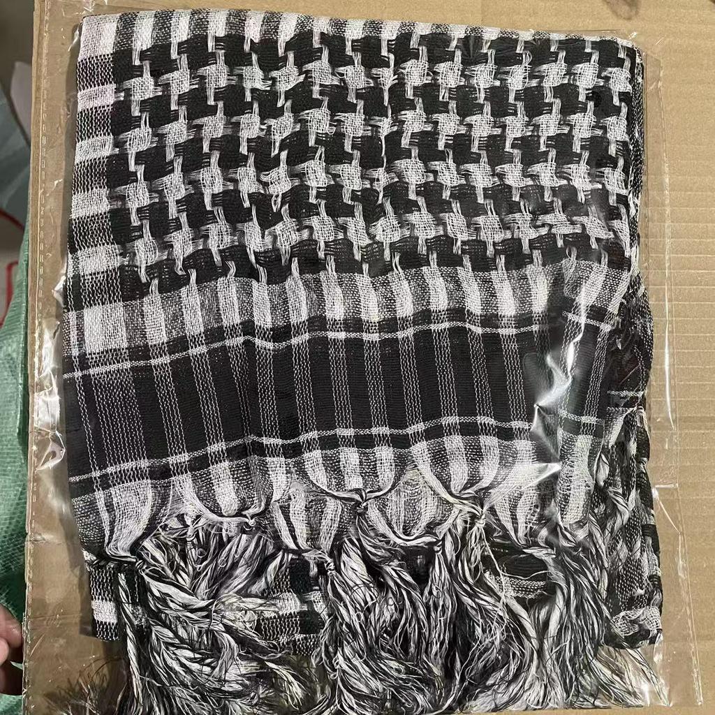 Deșert Tactical Negru & Alb Pepit Pepit Eșarfă Arabă cu Ciucuri