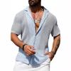 Herren Casual Kurzarm Strickjacke Hemd Sommer Einfarbig Atmungsaktiv Oberteil