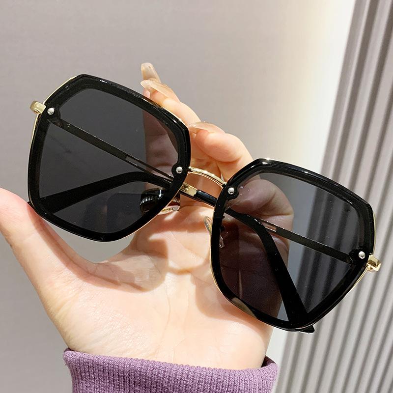 Sunglasses Women's Polygon New High-end Ins Sunglasses UV Protection Big Face Thin