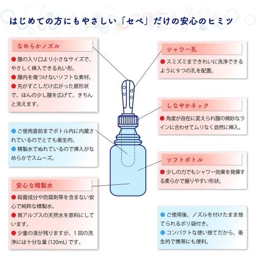 Sepe Petit Shower Vaginal Cleansing Kit (6 bottles x 2 boxes) with Original Disposable Sanitary Bag (Bulk Purchase) Disposable Bidet for Vaginal Disch