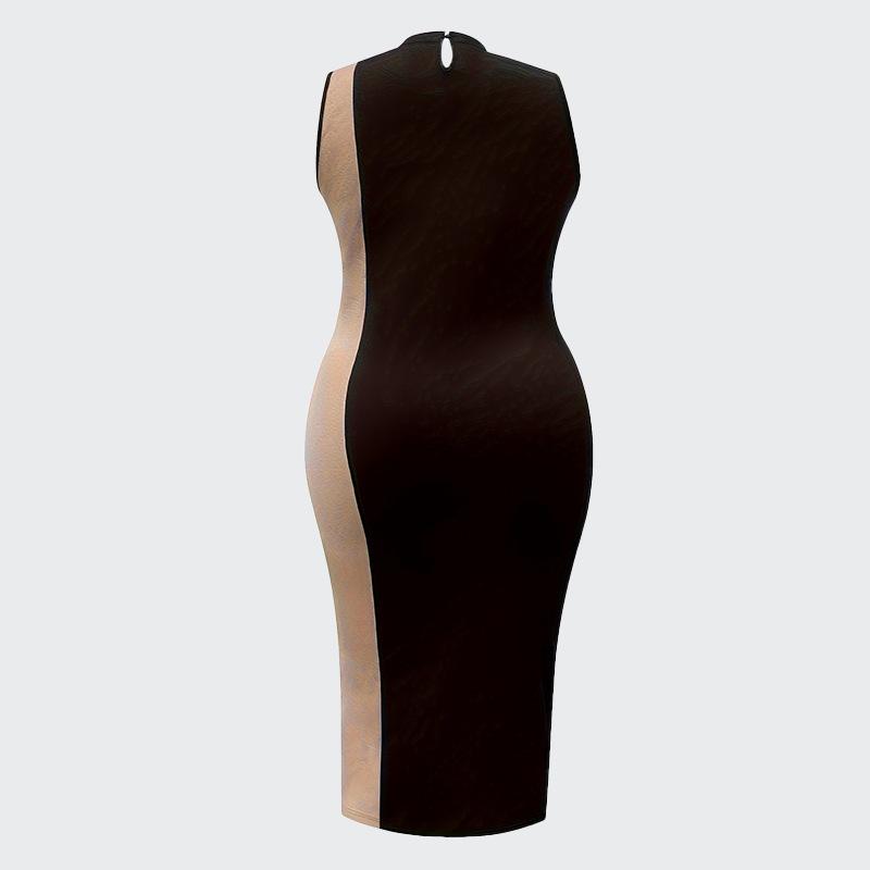 

Плюс Размер Женщин Летняя Мода Новый Темперамент Контрастного Цвета Slim Fit Платье 4XL