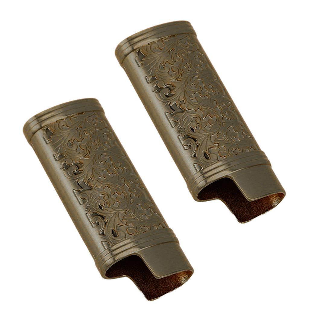 2Pcs Zinc Alloy Lighter Cover Retro Pattern Reusable Portable Lighter Sleeve Case for Travel