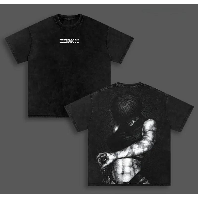 Zenin Maki Jujutsu Kaisen Anime T-shirt Y2k Manga Washed Oversized T Shirt Men Women Clothing High Quality Cotton Tees Tops