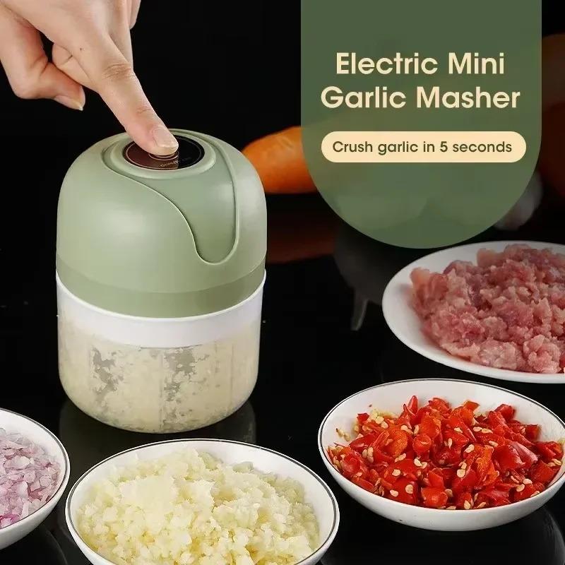 Portable Electric Garlic Masher Grinder 250ml Rechargeable Meat Grinder Chili Ginger Vegetable Blender