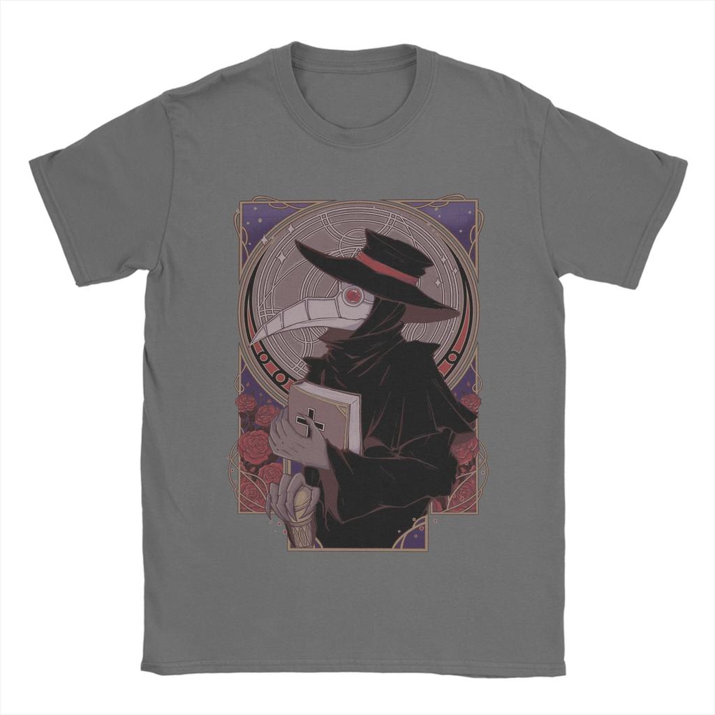 Tričko s tarotovou kartou Morový lékař Pánské Módní Bavlněná Trička Kulatý Výstřih Krátký Rukáv Trička Velká Velikost Oblečení