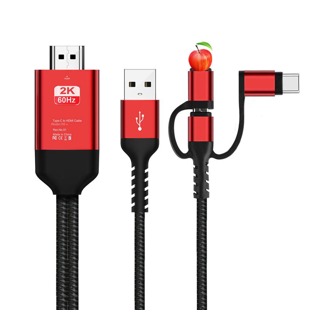 Three-in-One High-Definition Type-C To HDTV Cable for Apple, Android, and iPhone