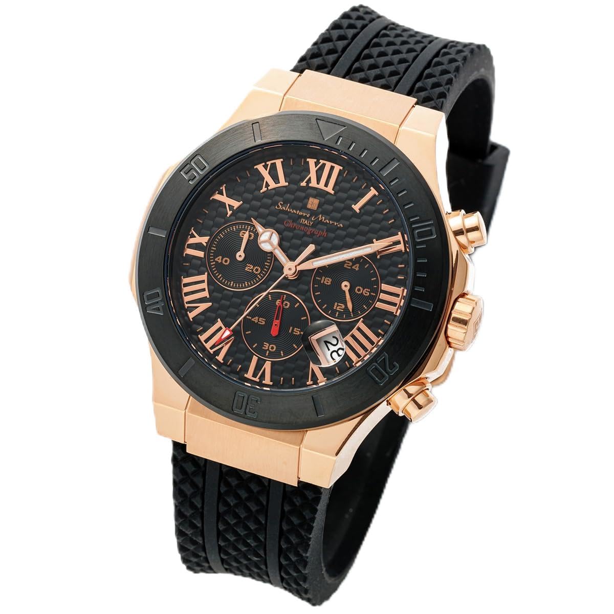 

Salvatore Marra Chronograph Octagon Octagonal Salvatore Marra SM23106 Watch Analog Date Calendar Stopwatch JAPAN MOVEMENT (Black/Rose)