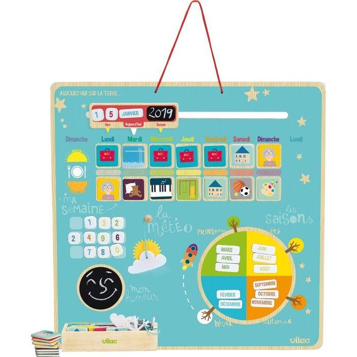 Semainier Magnétique - VILAC - Aujourd'hui Sur La Terre - Enfant - Bleu - 20 Min