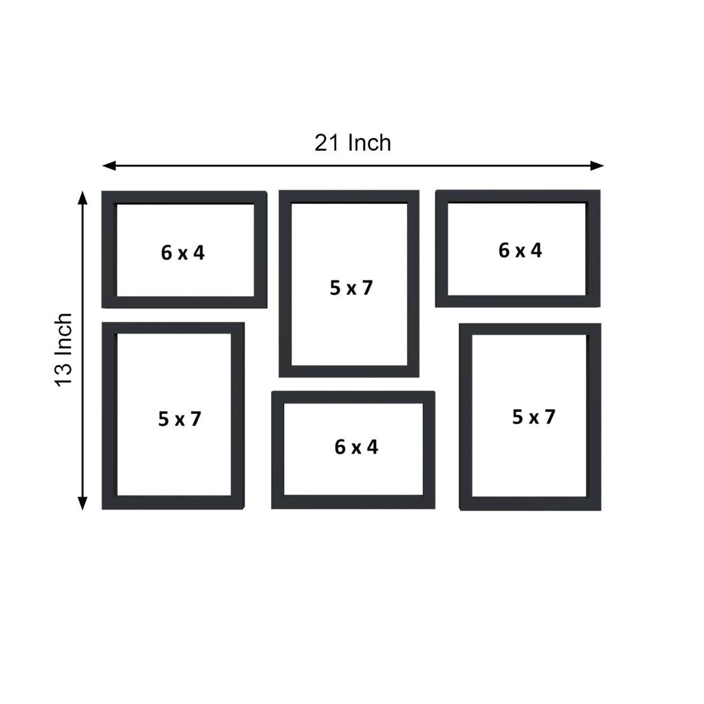Collage Photo Frames (Set of 6, Wall Hanging),Black, Engineered Wood