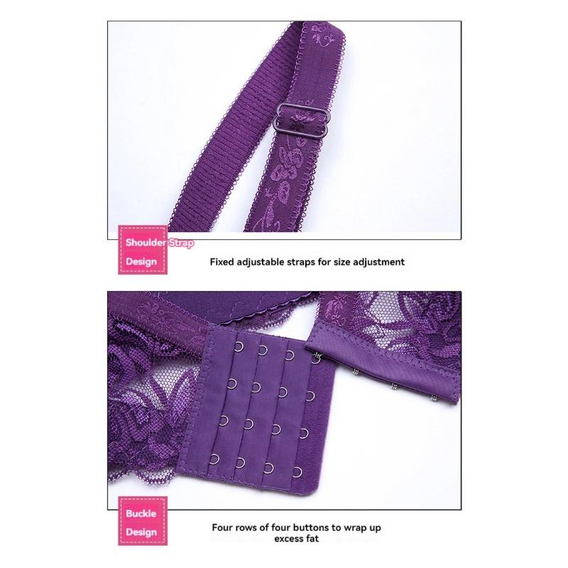 Large Size Ultra-thin Cotton Cup Adjustable Sexy Women Bra Lace Breathable Comfortable with Steel Ring Push Up Ladies Underwear