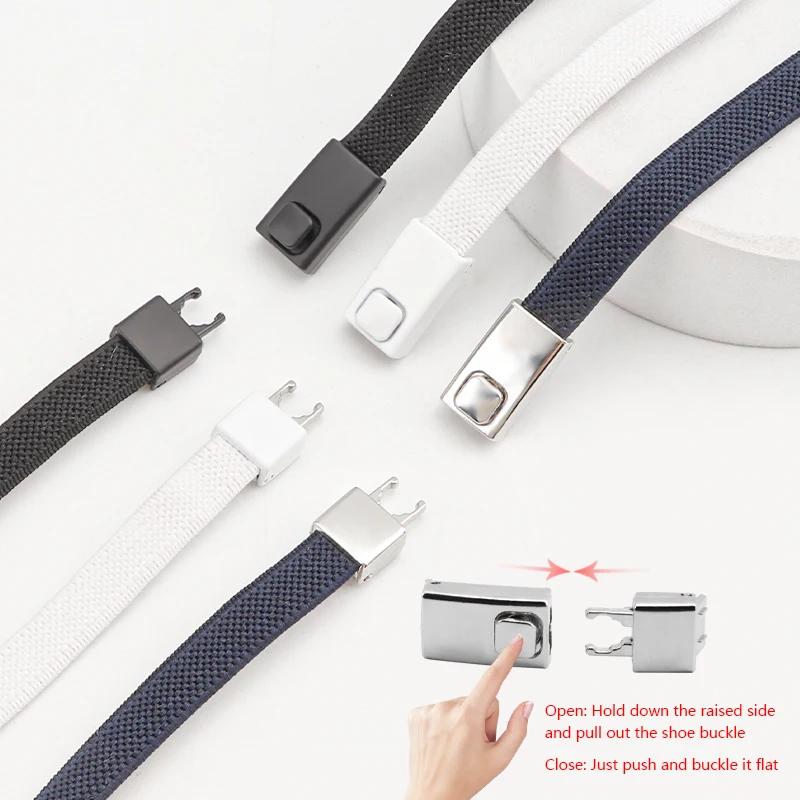 8MM 2025 No Tie Shoe Laces Press Lock Insert Fixed Shoelaces Without Ties Elastic Laces Sneaker Kid Adult Flat Shoelace for Shoe