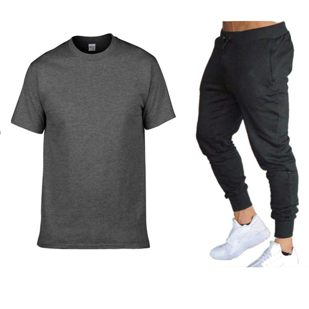 Men's Fashion Short Sleeved Long Pants Set Teenagers' Running Outdoor Sports Two-piece