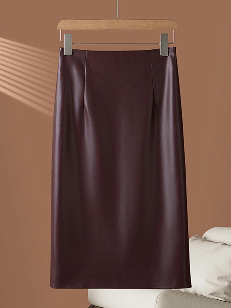 2026 Autumn/Winter Women's High Waist Genuine Lambskin Leather Skirt - Slimming, Hip-Hugging, and Sexy.
