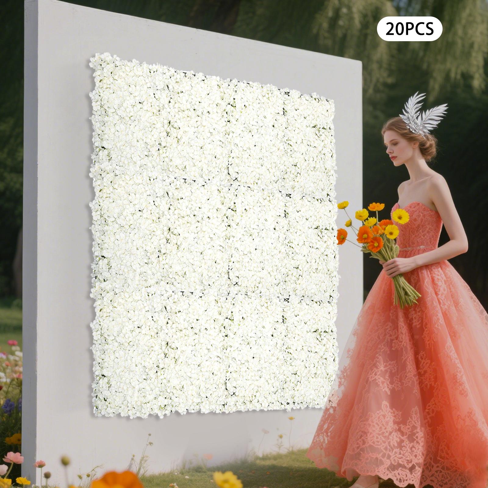 

20 Pieces White Simulated Flower Arrangement, Background Decor with Wear-resistant Plastic Mesh for Festivals,Weddings & Parties белый