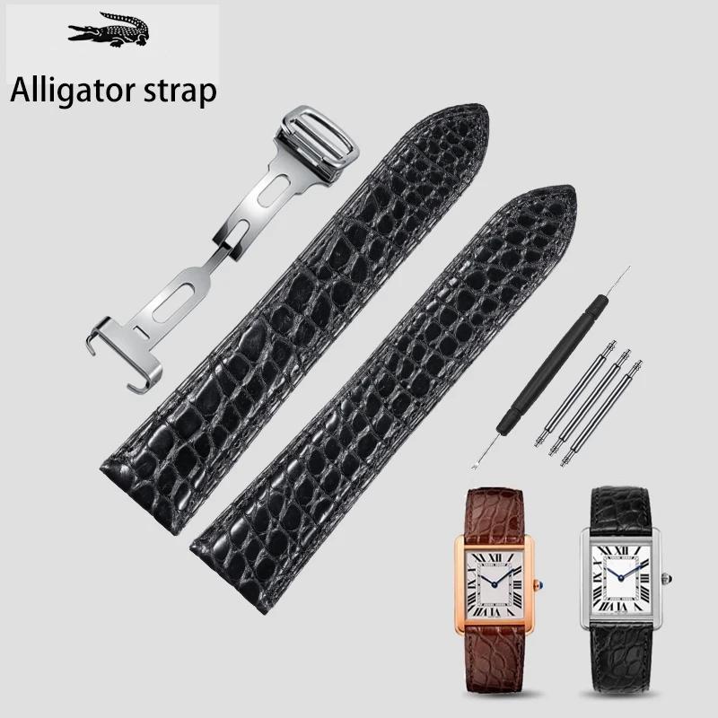 

Для годинника Cartier Tank London Solo Series Ремінець для годинника зі шкіри алігатора Крокодил Натуральна шкіра Браслет 16 17 18 23 25 мм 23mm