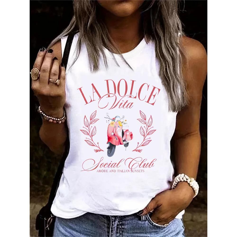 Printed vest T-shirt Harajuku vest women s sleeveless O-neck T-shirt S