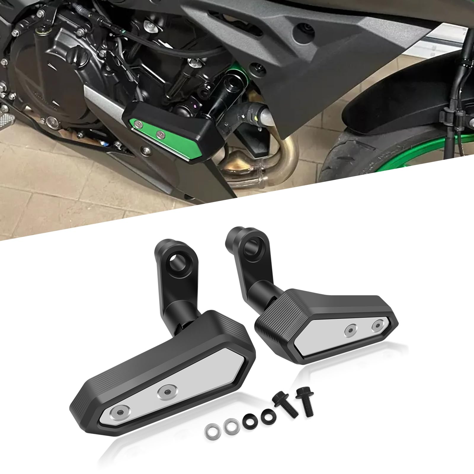 

HJSYYDS Мотоциклетные слайдеры Слайдеры рамы Защита двигателя Защитная крышка Защита от падений для Ninja Z400 Z400 SE 400, N.inja400, SE, N.inja 400, (Серебряный)