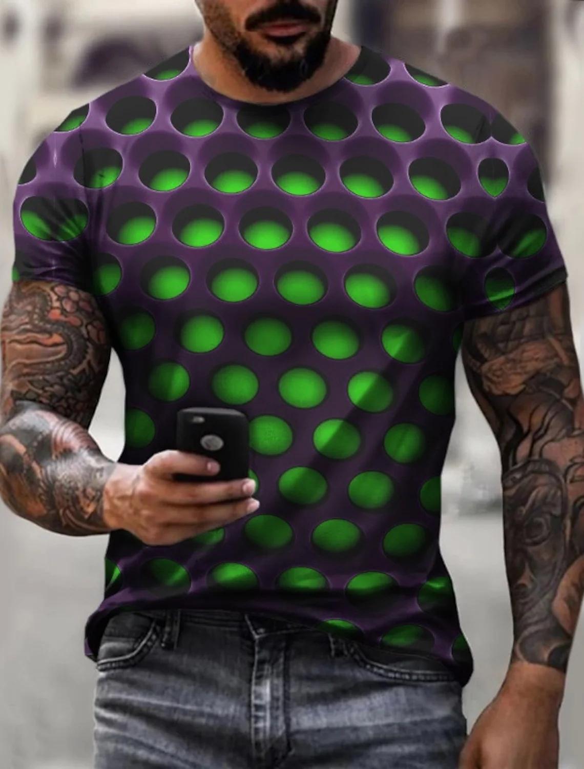 

Чоловіча футболка з принтом 3D Optical Illusion Топи з короткими рукавами Модний градієнт Harajuku Вуличний одяг Хіп-хоп Тенденція великого розміру Футболка 6XL