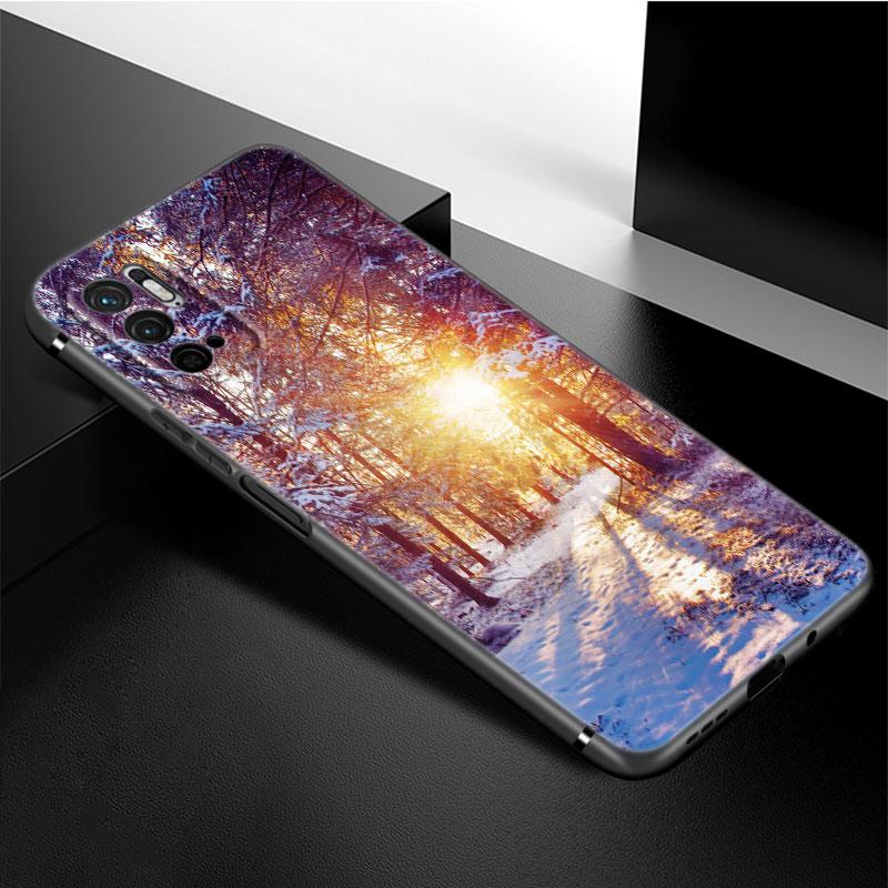 Landscape Winter Light Snow Phone Case For Xiaomi Redmi Note 11 10 9 8 Pro 11T 5G 10T 10S 9S 9T 9i 9C 9A 8T Soft TPU Black Cover
