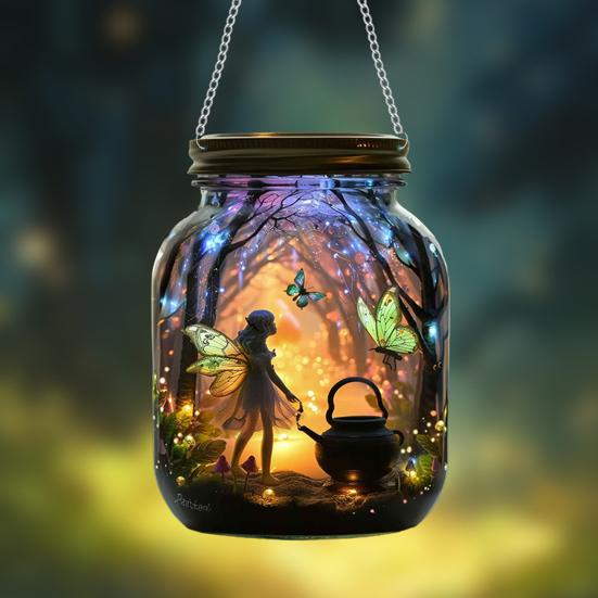 Fairy Hanging Decoration 2D Flat Fairy Forest Acrylic Ornament Wishing Bottle Shape Decoration for Indoor Outdoor Window Door