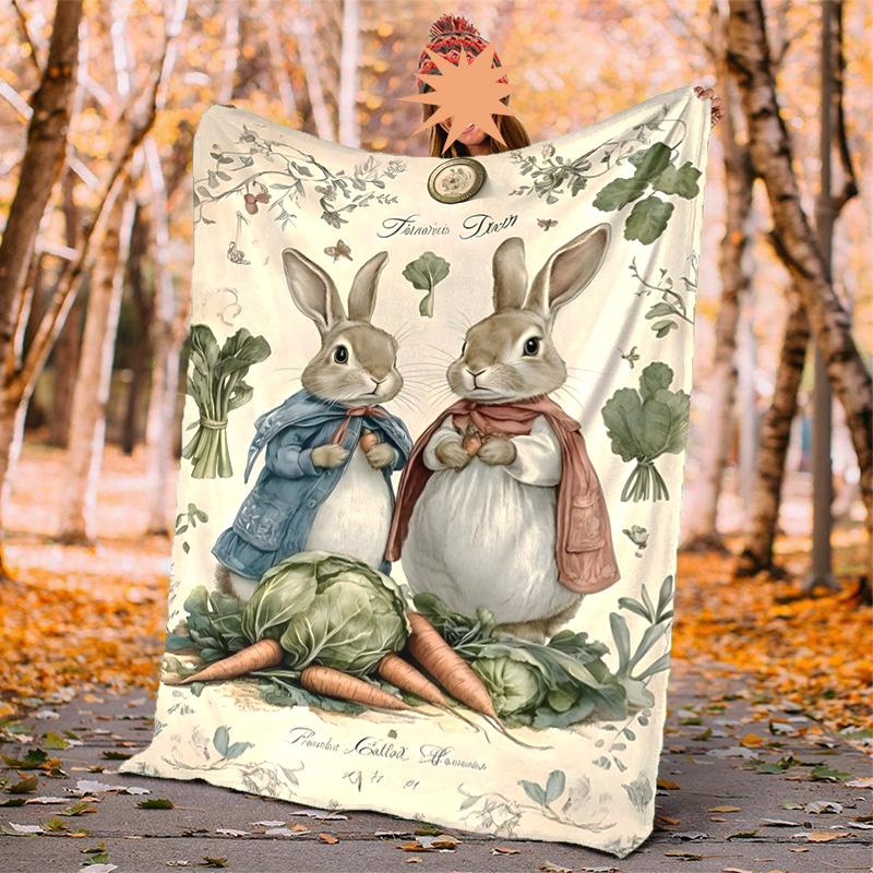 Peter Rabbit Flannel Blanket Soft Warm All-Season Throw, Design for Camping, Car Travel, Hiking Sofa, Bed, Office Perfect Gift for Parties