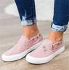 Special for large size single shoes, women's canvas loafers, denim zippers, one pedal, flat lazy shoes, casual board shoes.