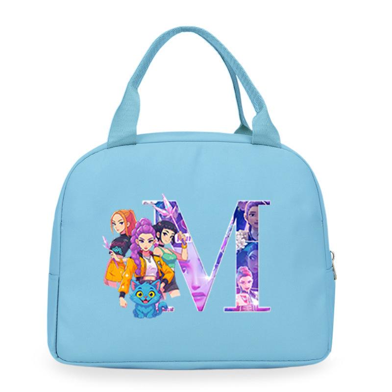 Trend Kpop Anime Cartoon Peripheral 26 Letter Printing Bento Bag Commuter Portable Lunch Box Bag