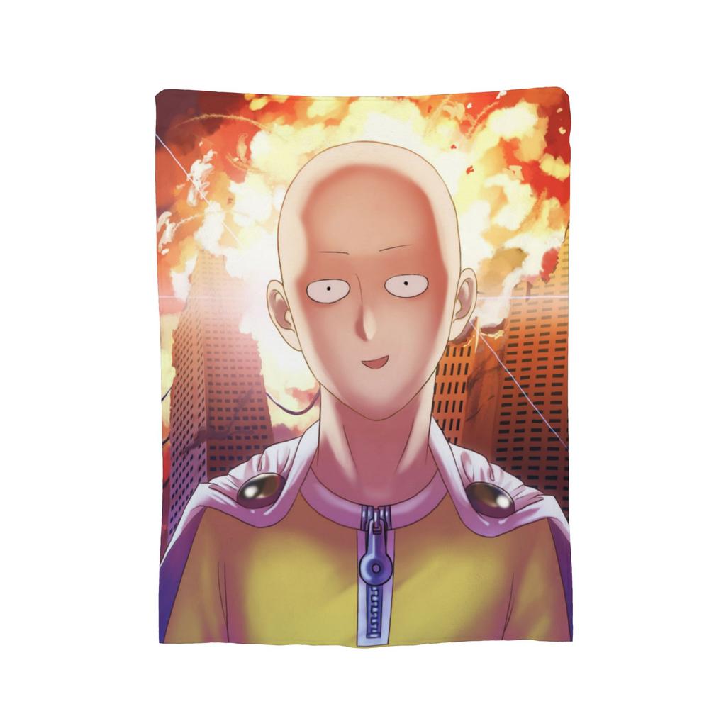 Anime One Punch Man Fleece Throw Blanket Saitama Cartoon Blankets for Home Office Lightweight Bedding Throws,