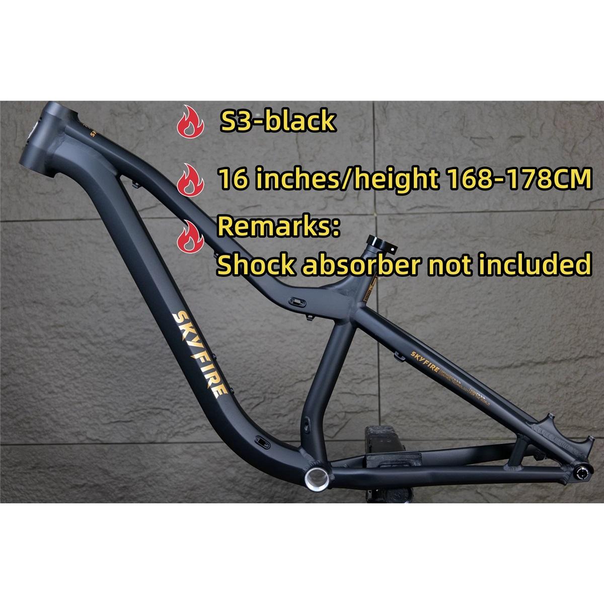 2026 soft tail mountain bike frame, S3 16 inches чёрный