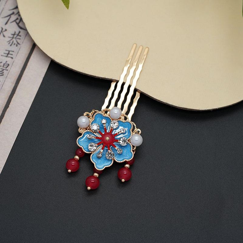 Chinese Style Enamel Butterfly Tassel Hairpin Women'S Hanfu Ancient Style Side Clip Hair Accessory