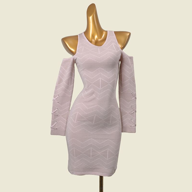 

Gao Ding Bandage One-Piece Dress Fashion Wind Strapless Sexy Silm Bodycon Dress Foreign Trade Original Order Knitting Short Skirt Light pink L(Flaw yellowing)