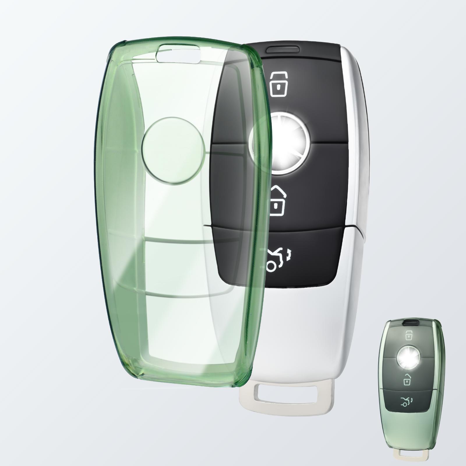 

For Mercedes Benz A C E S G Class GLC CLA GLB 200 2024 CLE W205 W213 W222 TPU Transparent Car Key Fob Case Cover Shell Protector зелёный