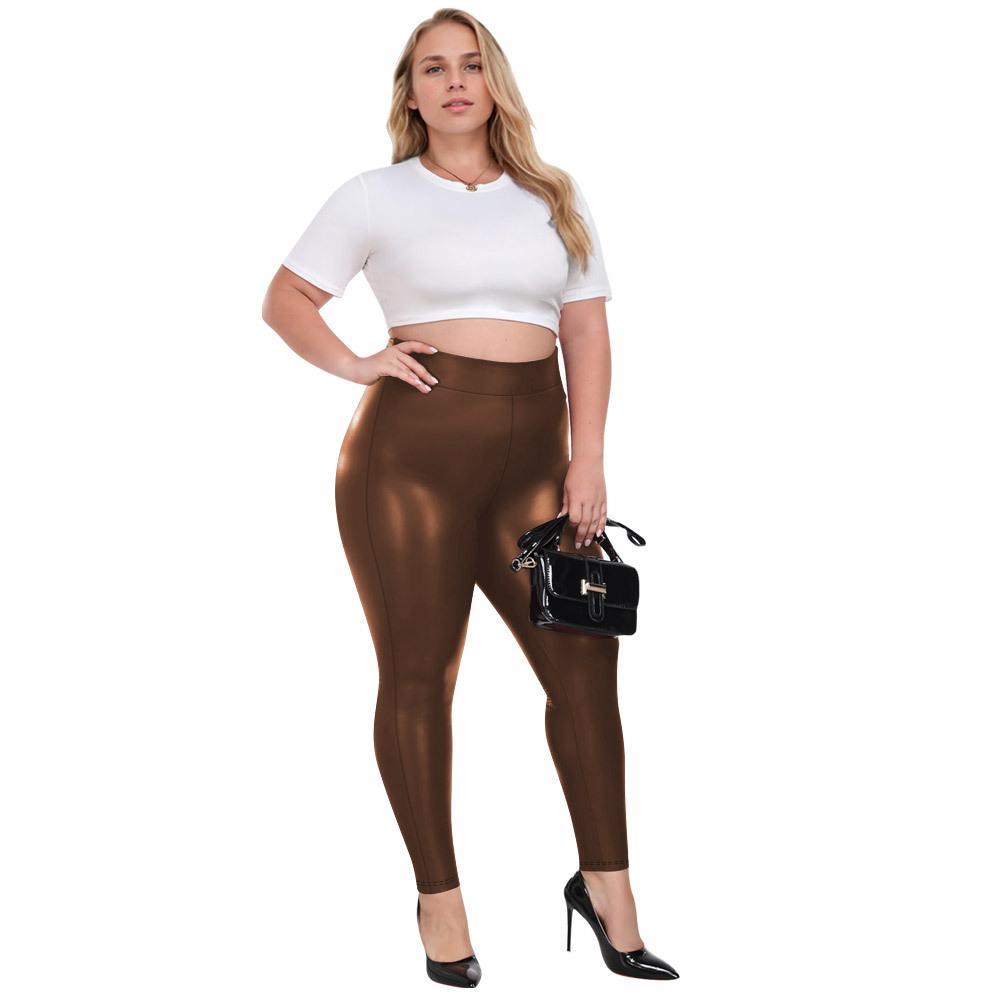 Yoga Pants New Arrival High-Waisted PU Solid-Colour Casual Pants Pencil Pants Tight Pants