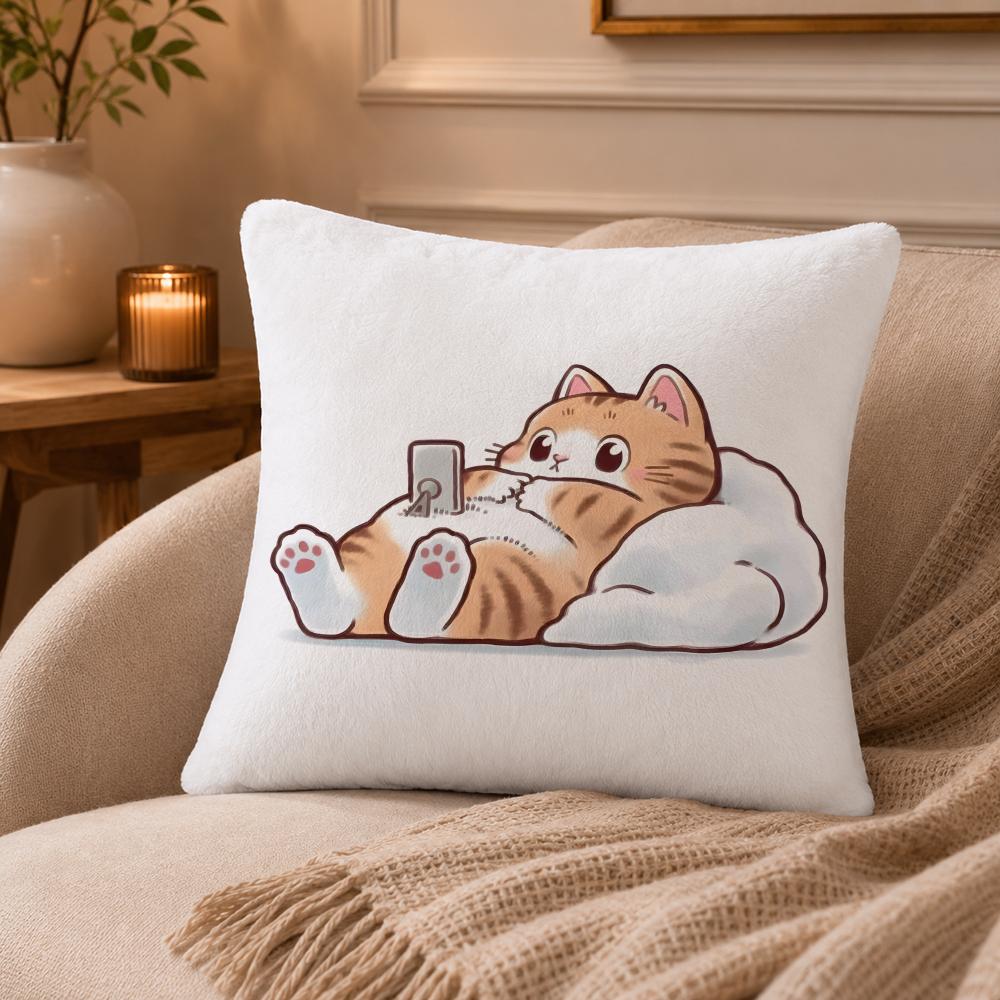 cat Cushion Cover Anti-dustmite Pillowcase Invisible zipper silky short plush Sofa cushion cover