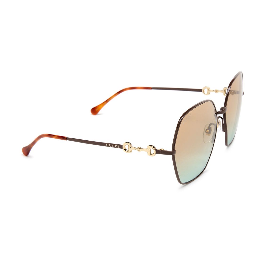 Gucci Horsebit Series Letter Logo Irregular Frame Sunglasses Women sunglasses Brown GG1335S004 Dust Bag+Eyeglass Case (Random Color)